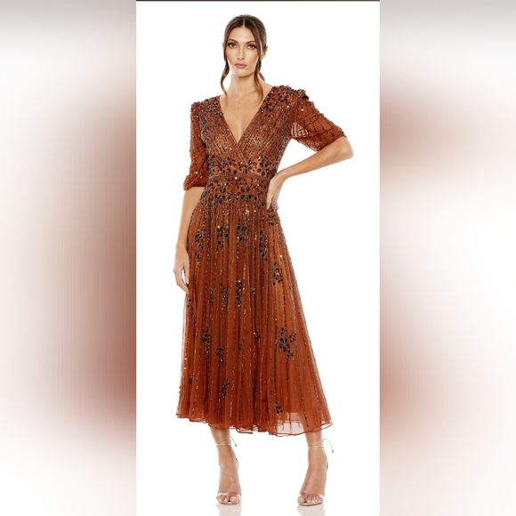 Mac Duggal 5995 Puff Sleeve Embellished Dress - Picture 3 of 6